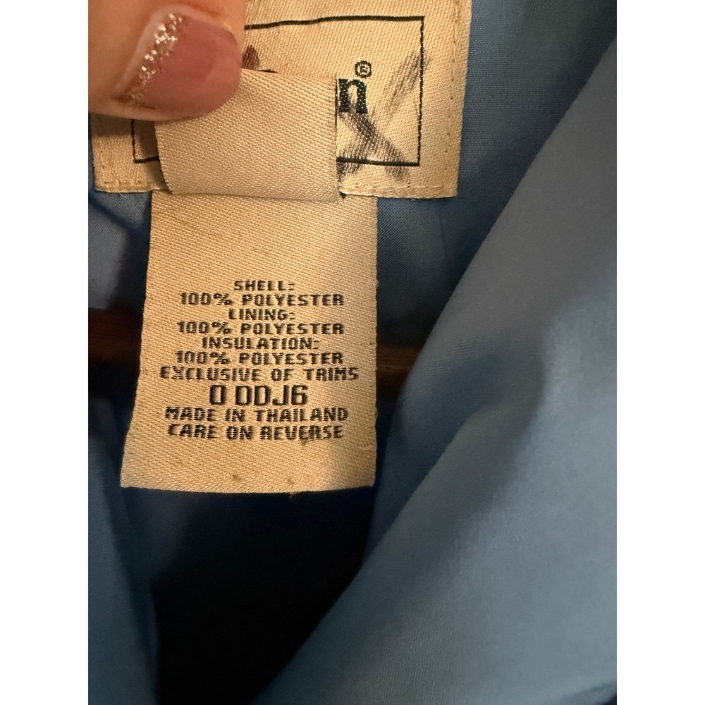 LL Bean Womens Light Blue Quilted Shawl Collar Snap Front Puffer Jacket Size M - Picture 3 of 7